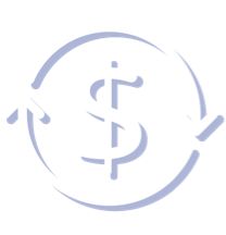 White dollar sign with circular arrows icon