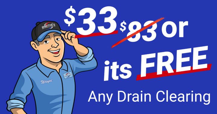 $33 or it's FREE Any Drain Clearing