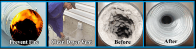 Dryer vent pictures before and after cleaning
