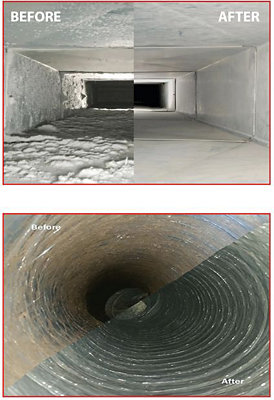 Duct cleaning before and after