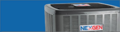 Electric AC unit with a blue background