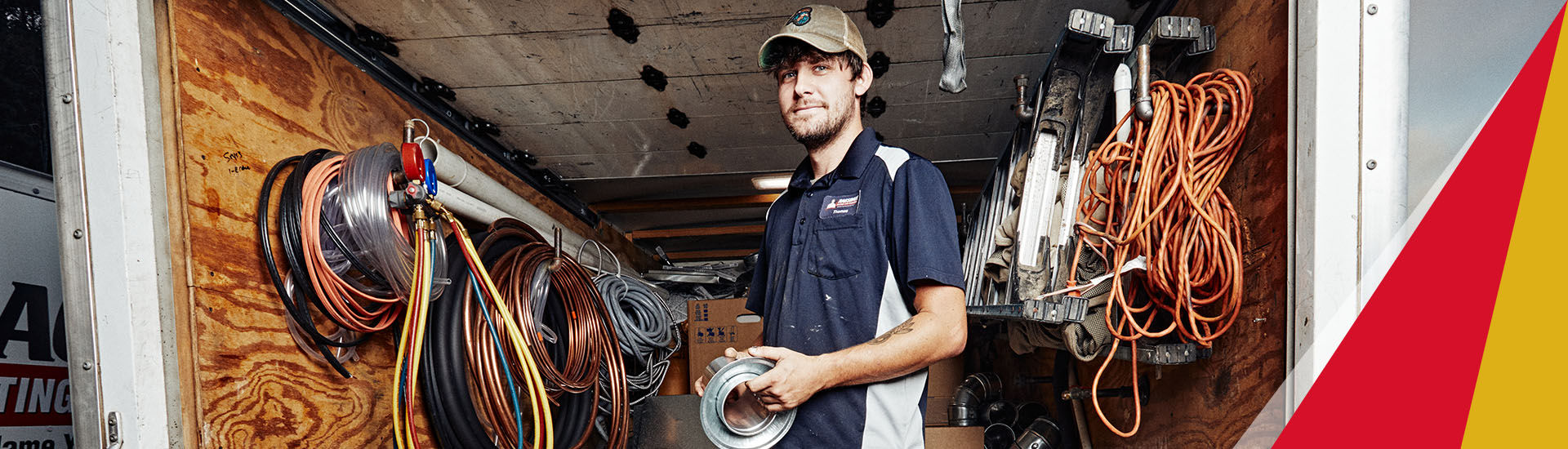 Ragsdale HVAC technician in a truck