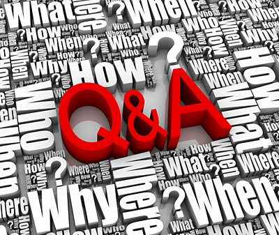 Q & A in red with black and white background
