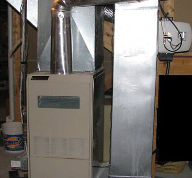 Furnace blowing hot air