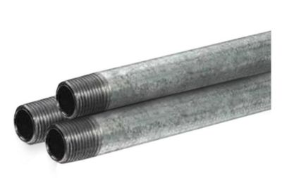 Three galvanized steel pipes stacked on each other