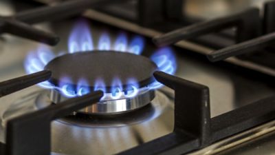 Gas stove with blue flame