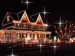 Home Holiday Lighting at Night
