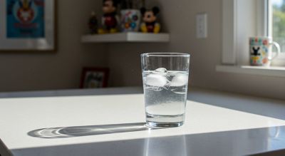 glass of filtered water in Anaheim kitchen