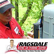 Ragsdale HVAC tech repairing an AC system