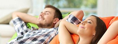 Couple relaxing in a comfortable home