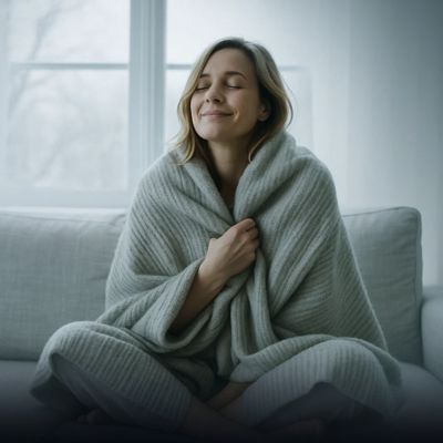 Woman cozy in a blanket