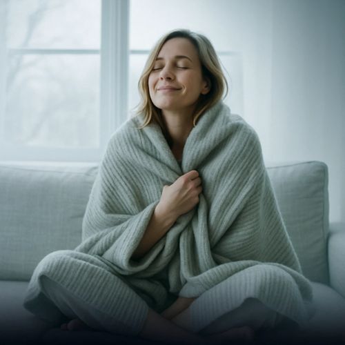 Woman cozy in a blanket