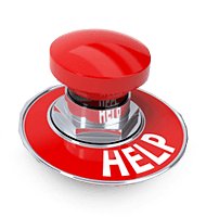 A red button that has help written on it