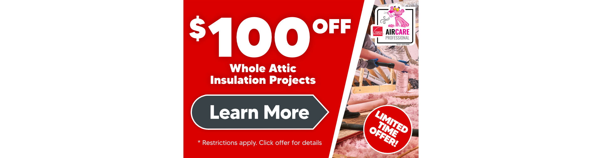 $100 Off Whole Attic Insulation Projects