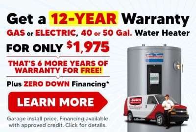 Get a 12-Year Warranty Gas or Electric Water Heater for only $1,975