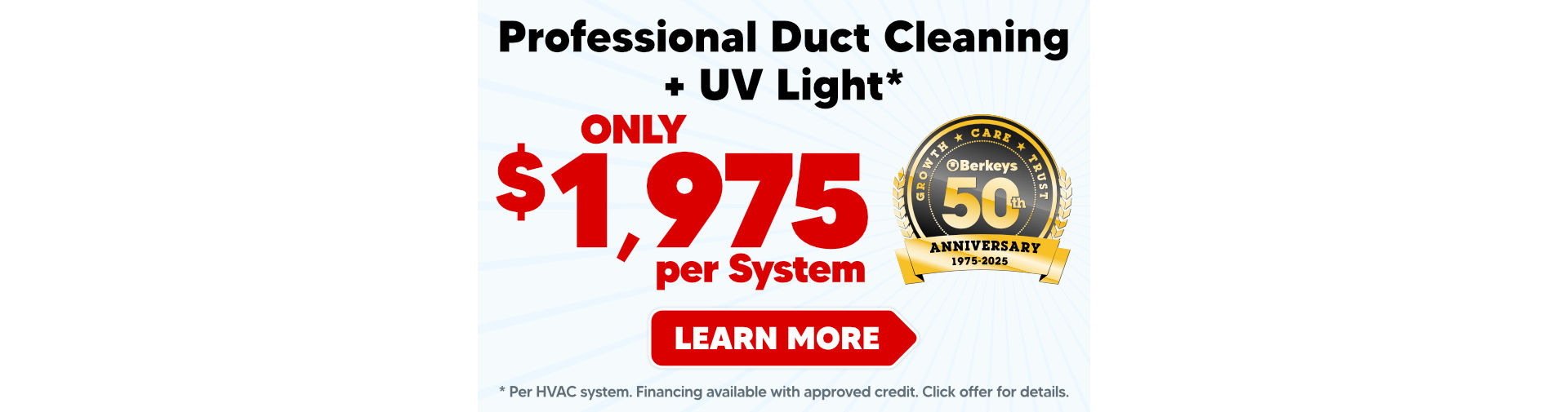 Duct Cleaning + UV Light for only $1975