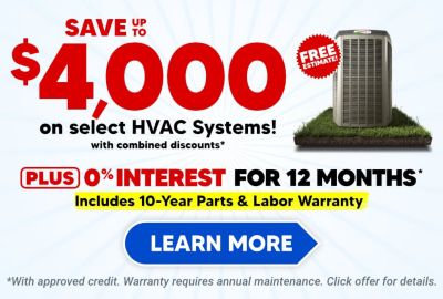 Save up to $4,000 on select HVAC Systems