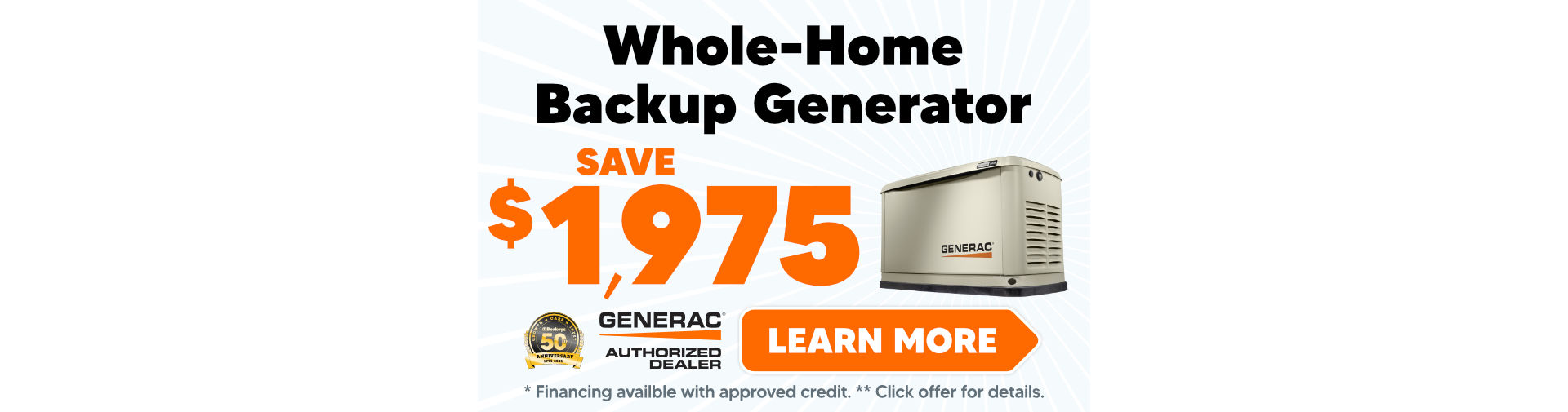 Save $1975 on Whole Home Generator