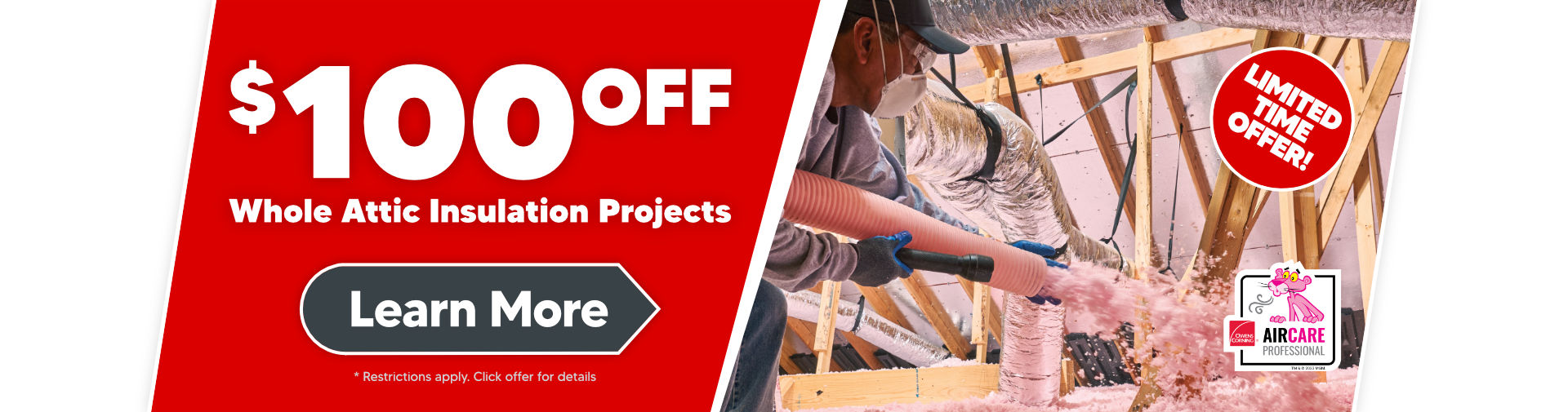 $100 Off Whole Attic Insulation Projects