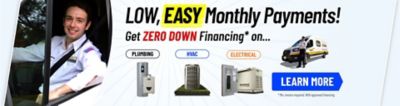 Low Easy Monthly Payments for Plumbing, HVAC & Electrical
