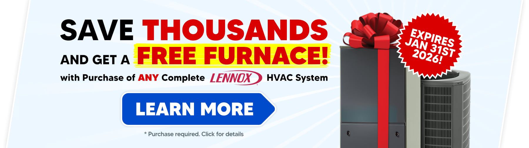 Get a FREE Furnace with Purchase of Any New Lennox HVAC System
