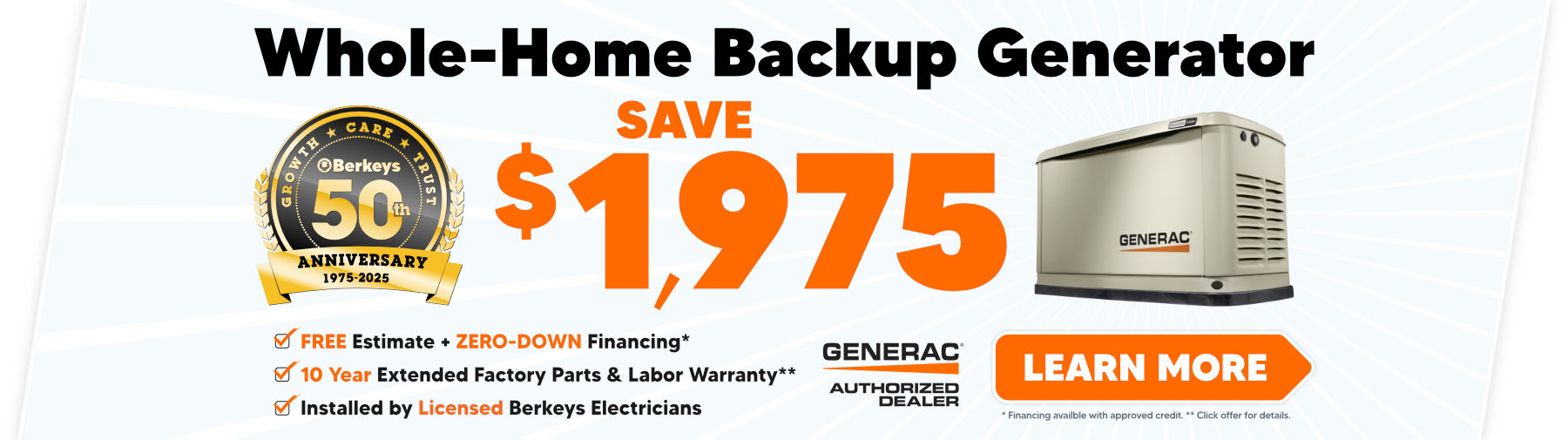 Save $1975 on Whole Home Generator