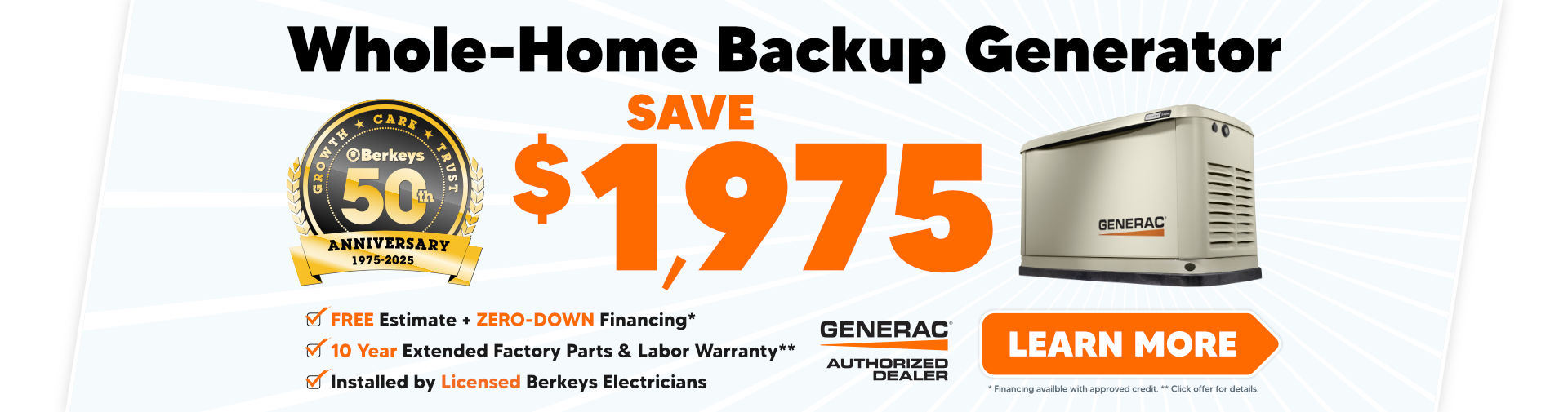 Save $1975 on Whole Home Generator