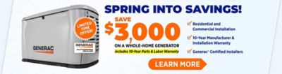 Save $3,000 on a new Generator