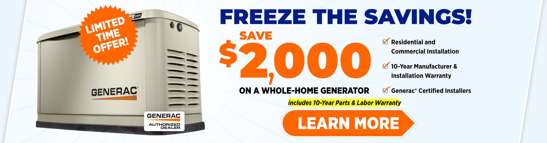 Save $2,000 on a Whole Home Generator