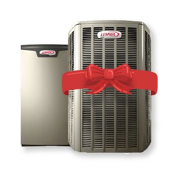 AC unit with red bow