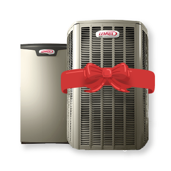AC unit with red bow