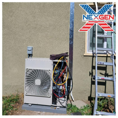 A ductless AC unit connected to a home.