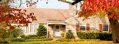 Exterior of house in fall - Williams Comfort Air