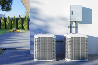 A set of outdoor AC units on sunny day