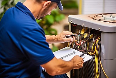 hvac tech servicing condenser
