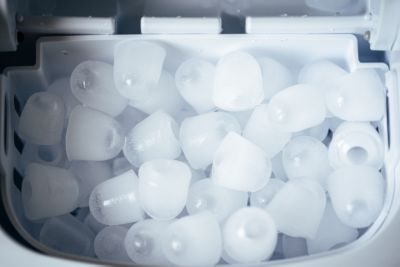 Fresh made ice from an ice maker