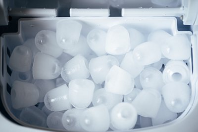 Fresh made ice from an ice maker