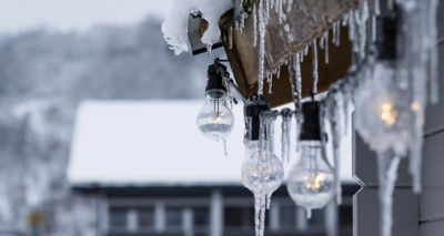 Image of icicles covering outdoor lights