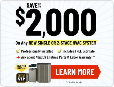Save up to $2,000 on any new single or 2-stage HVAC System