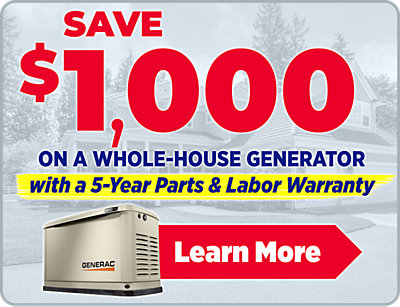 Save $1,000 on a Whole House Backup Generator