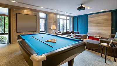 Pool table in modern luxury room