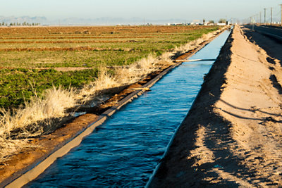 water flowing in an irrigation canal in Arizona