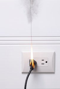Electrical fire starting from plug point