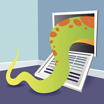 An illustration of a tentacle coming out of an air vent