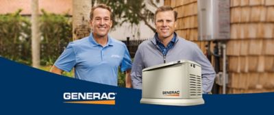 Joel and Kyle in front of Generac generator