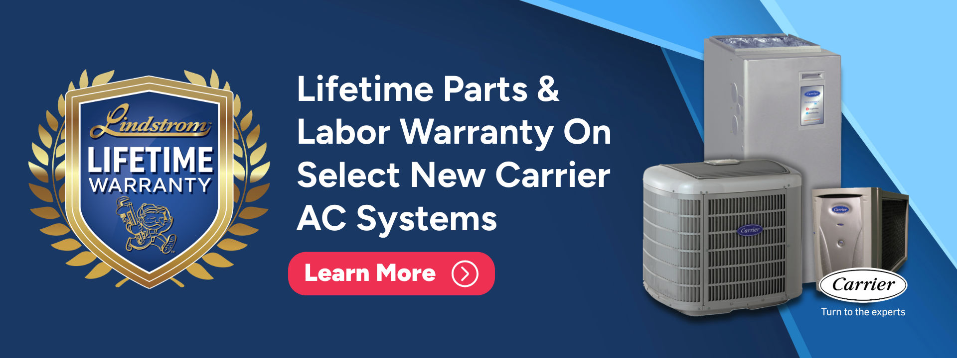 Lifetime parts and labor warranty on select new Carrier AC systems