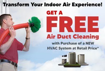 Free Air Duct Cleaning with HVAC System Purchase