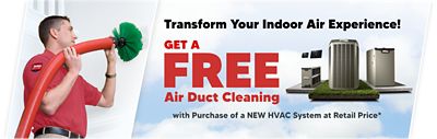 Free Air Duct Cleaning with HVAC System Purchase