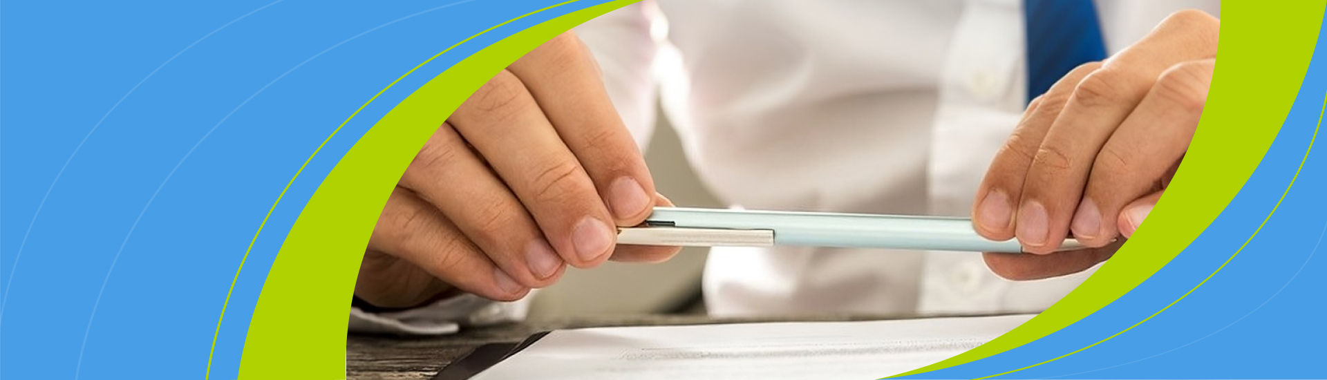 A person holding a pen
