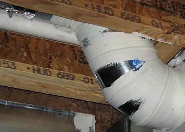 Ductwork sealed manually with mastic